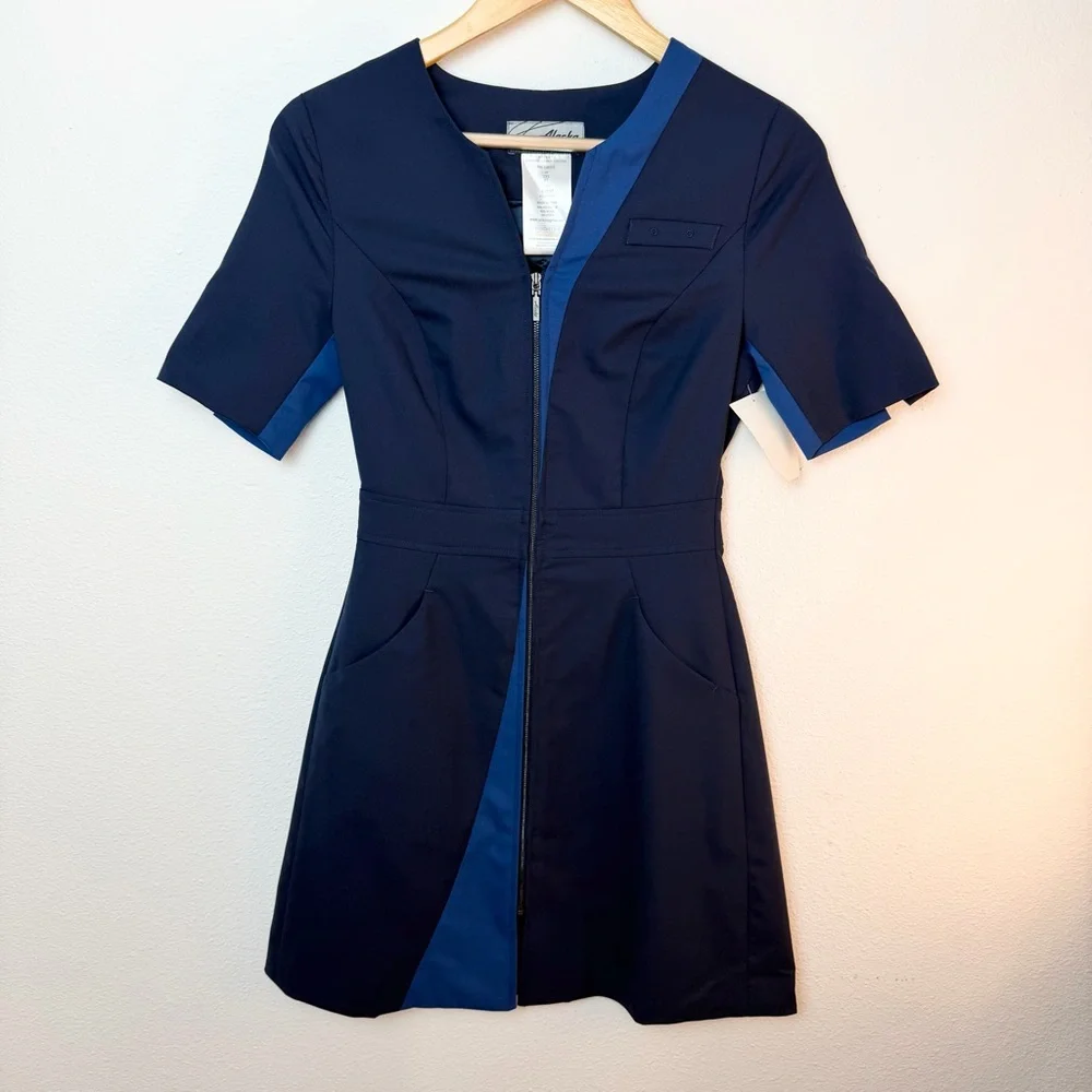 Alaska Airlines Uniform Dress Women’s Petite 2 XS Navy Blue NWT - Picture 2 of 12